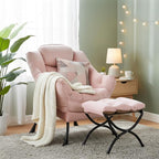 Welnow Lazy Chair with Ottoman, Modern Accent Chair with Armrests and a Side - Image 8