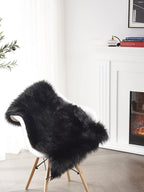 SERISSA 2x3 Fluffy Black Faux Sheepskin Shaggy Rug - Image 3