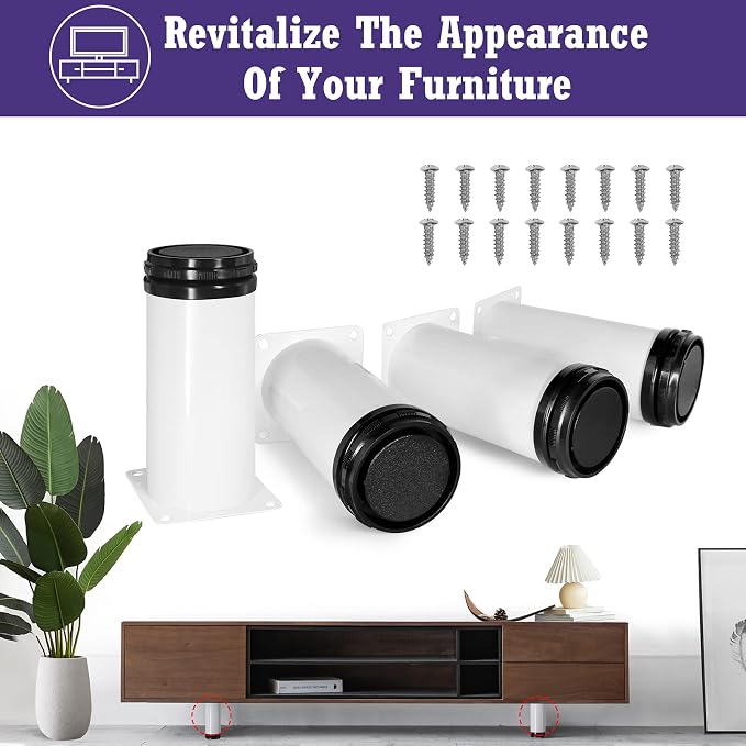 5 Inch Metal Furniture Legs Stainless Steel Adjustable Legs White Metal Legs - Image 2