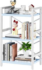 Homeiju Bookshelf, 3 Tier Industrial Bookcase, Metal Small Bookcase, Rustic by Homeiju