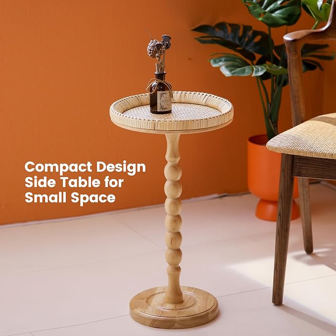 Drink Table，Rattan Round Small Side Table - Image 8
