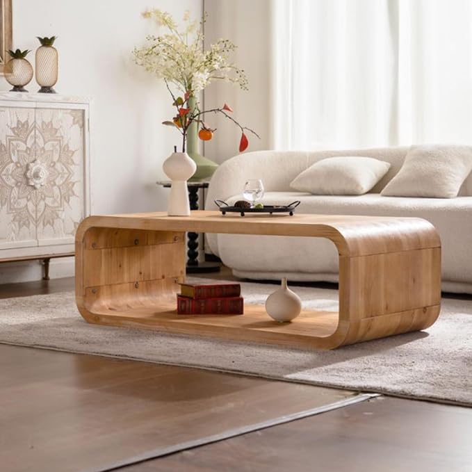 Modern Wood Coffee Table, Rectangular Minimalist Center Table - Image 7