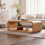 Modern Wood Coffee Table, Rectangular Minimalist Center Table - Image 7