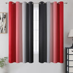Red and Black Ombre Blackout Bedroom Curtains 63 Inch Long | Room Darkening - Image 2