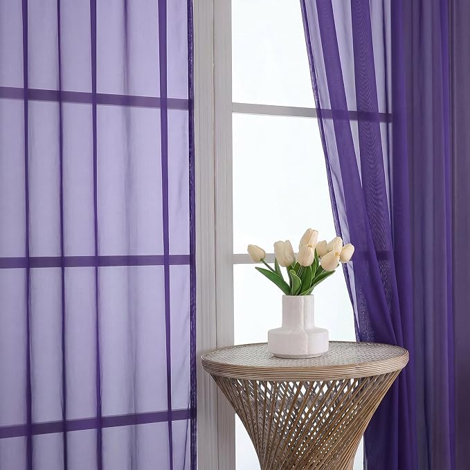 Purple Bedroom Curtains 2 Panel Sets 90 Inch Length, 59 Inch Extra Wide Light - Image 3