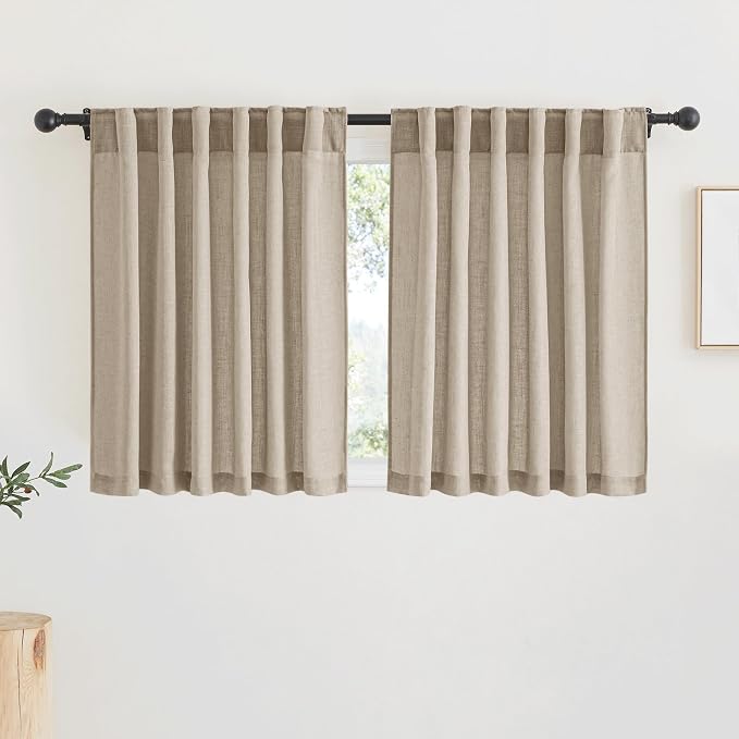 RYB HOME Linen Semi Sheer Kitchen Curtains Over Sink 36 inches Length | Light by RYBHOME