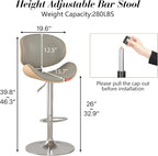 KCC Bar Stools Set of 3, Swivel Adjustable Height Barstools, PU Leather - Image 2