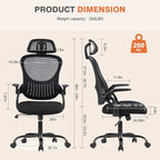 Sweetcrispy Office Computer Desk Chair, Ergonomic High-Back Mesh Rolling Work - Image 2