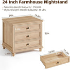 Joaxswe 24" Wide Farmhouse Night Stand, Large End Table - Image 2