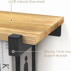 NANATI 2 Set of Floating Bookshelf, Pine Wood Invisible Bookshelf, Hanging - Image 3