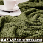 Exclusivo Mezcla Soft Waffle Fleece Bed Blanket King Size, Olive | Lightweight - Image 6