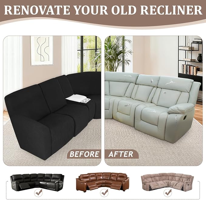 ALIECOM 100% Waterproof Recliner Sectional Couch Covers L Shape Stretch Corner - Image 7