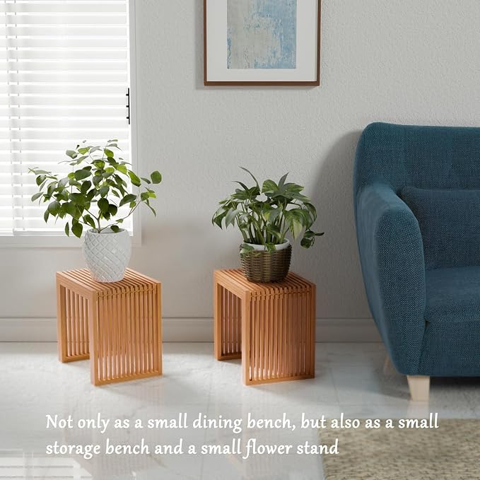 APRTAT Small Bamboo Dining Bench, 17inch Farmhouse Decor Indoor Kitchen Table - Image 4
