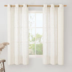 Cream Linen Curtains 63 Inches Long by LAMIT