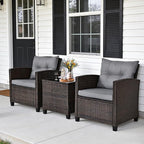 COSTWAY 3PCS Patio Furniture Set, PE Rattan Wicker Sofa w/Washable Cushion and - Image 4