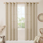 Semi Sheer Linen Curtains 80 Inch Length by LAMIT