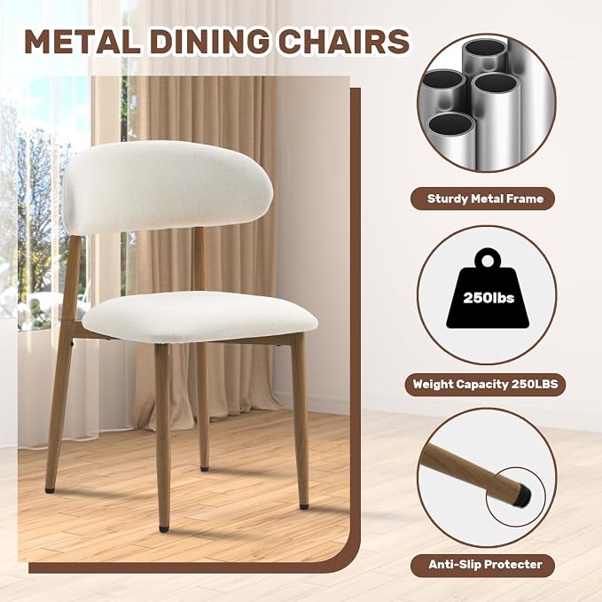 UVV Dining Chairs Set of 2, Metal Kitchen Chairs - Image 6