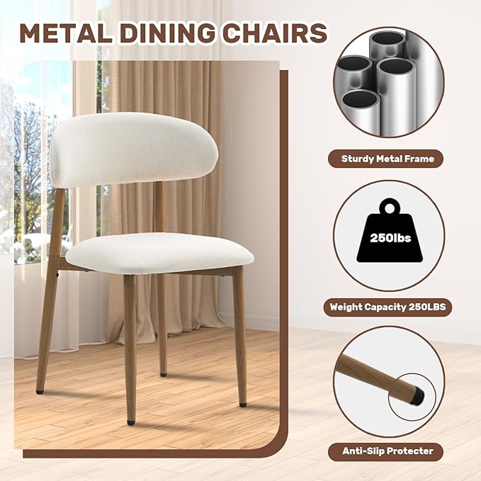 UVV Dining Chairs Set of 8, Metal Kitchen Chairs - Image 5