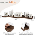 Floating Shelves for Wall, 36 inch Wood Floating Shelves Set of 2, Picture - Image 3