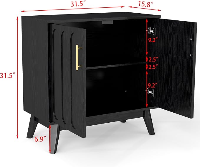 LKTART Black Sideboard Buffet, Small Storage Cabinet - Image 3