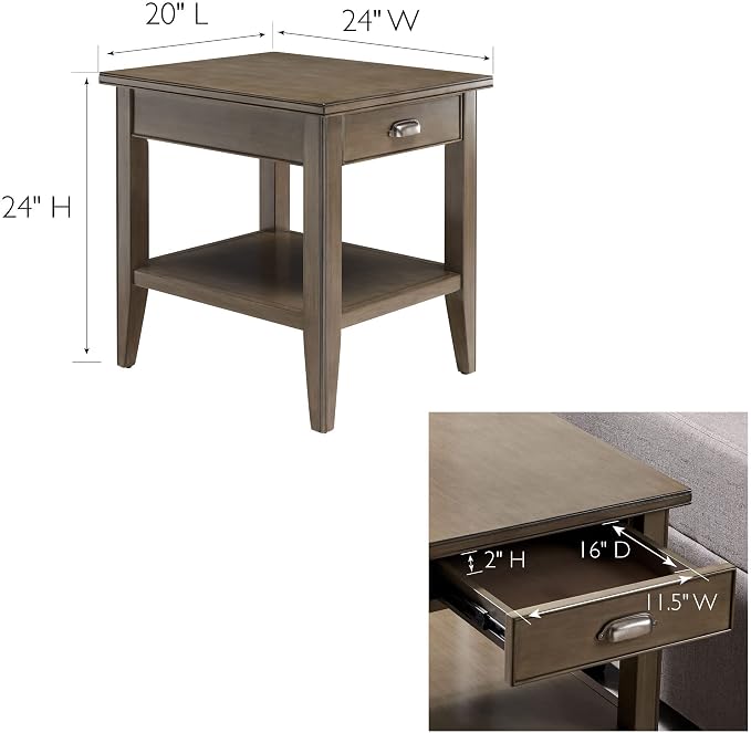Leick Home Laurent End Table, Solid Wood, - Image 3