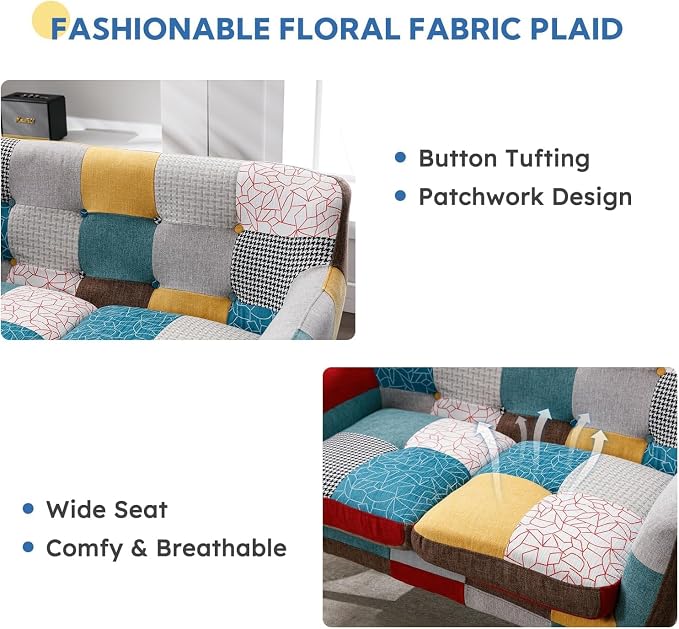 Bonzy Home Modern Boho Loveseat Couch Sofa Chair Set of 2 - Image 6