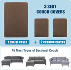 Water Repellent L Shaped Couch Covers 3 Pieces Sofa Seat Cushion Slipcovers - Image 7