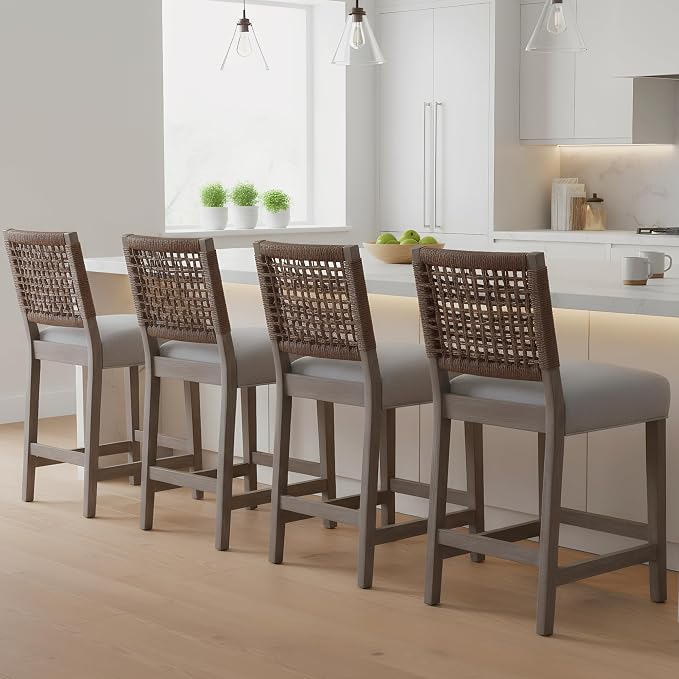 27" Farmhouse Counter Height Bar Stools Set of 4 by DMFurniture