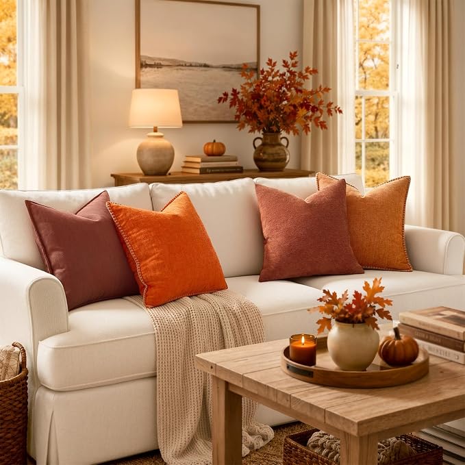 MIULEE Fall Decorative Couch Throw Pillow Covers 18x18 Inch Bright Orange | 2 - Image 7