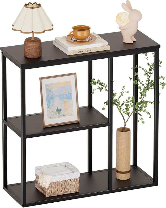 WOHOMO Console Table, 31.5'' x 31.5'' Black Industrial Sofa Table by WOHOMO