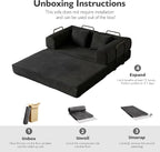 59in Convertible Sofa Bed, Corduroy Boneless Couch Bed, Futon Sleeper Sofa Pull - Image 4