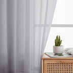 Light Grey Sheer Curtains for Bedroom Living Room 45 Inch Length 2 Panels - Image 6