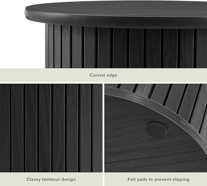 mopio Quin Pedestal Side Table, Tambour Round Fluted End Table, Small Accent - Image 3
