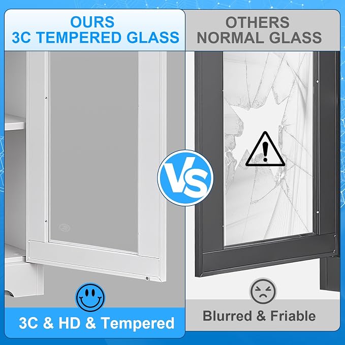 Polup Display Cabinet with Glass Doors, Metal Glass Display Case - Image 6