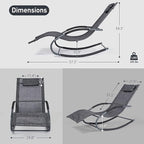 Outdoor Lounge Chairs with Removable Pillow, Pool Chaise Lounge Chairs Set of 2 - Image 2