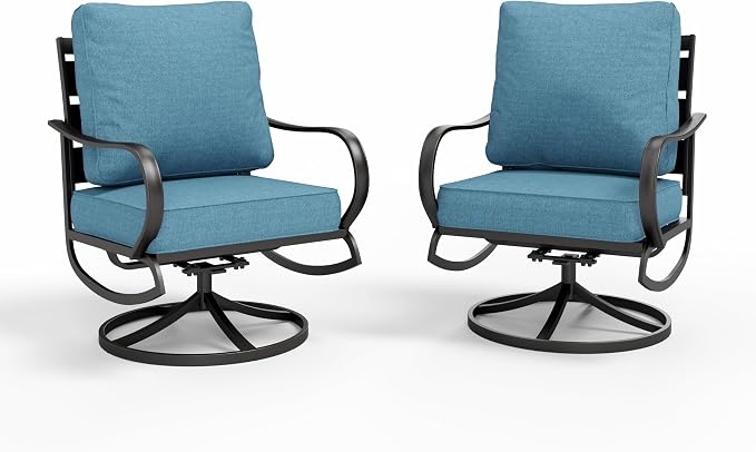 Sophia & William 2 Pieces Patio Furniture Sets Metal Sofa Chairs Patio Cushion by SophiaWilliam