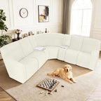 ALIECOM 100% Waterproof Recliner Sectional Couch Covers L Shape Stretch Corner - Image 2