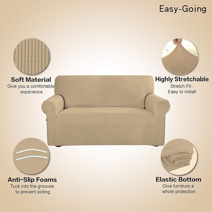 Easy-Going Stretch 4 Seater Oversized Sofa Couch Cover Sand | 1-Piece Extra - Image 4