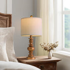 BOBOMOMO 20" Antique Gold Table Lamps Set of 2 – Handcrafted Vintage Bedside - Image 2