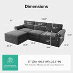 Novilla 108" Modular Sectional Sofa, Modular Sectional Couches - Image 2