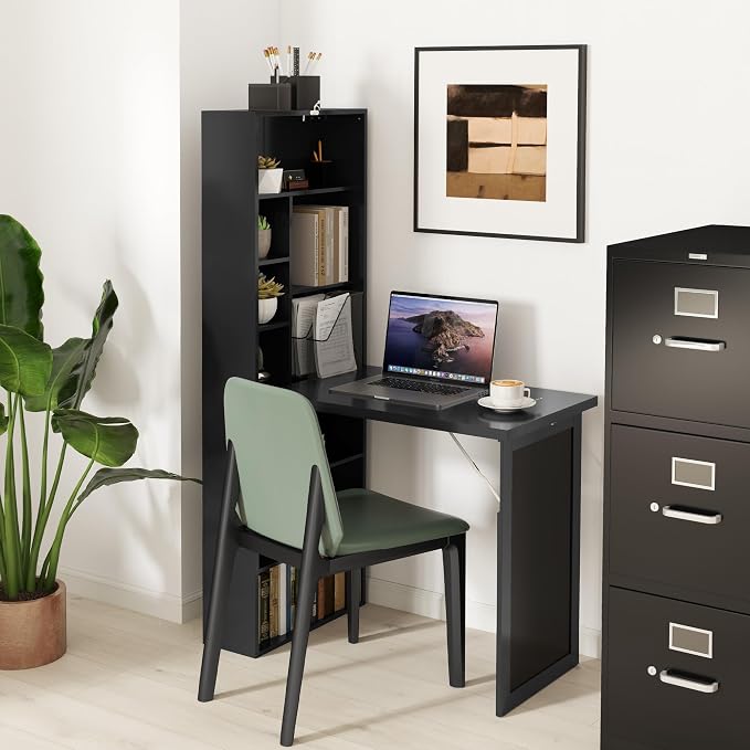 HOMCOM Foldable Convertible Writing Table, Wall Mounted Space-Saving Computer - Image 9