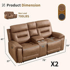 ANJ Oversized Power Reclining Loveseat Sofa Set of 2 - Image 2