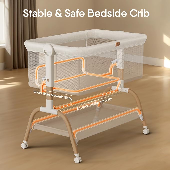 Baby Bassinet Bedside Crib, 3-in-1 Baby Bassinet Bedside Sleeper - Image 5