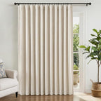INOVADAY Linen Textured 100% Blackout Sliding Door Curtains 102x90 Cream | 1 by INOVADAY