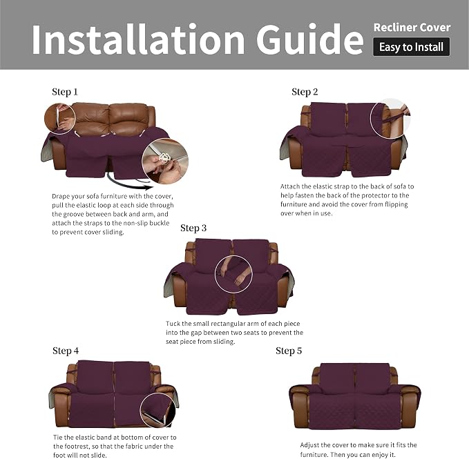 Easy-Going Oversized Loveseat Recliner Cover, Reversible Couch Cover - Image 7