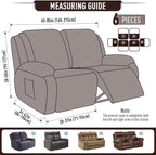 TAOCOCO Recliner Loveseat Slipcover, 6 Pieces Dual Recliner Sofa Covers - Image 4