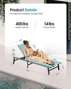 Ciokea Foldable Outdoor Lounge Chair, No Assembly Patio Chaise Lounge Outdoor - Image 2