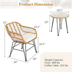 Tangkula 3 Pieces Patio Bistro Set, Rattan Conversation Set - Image 5