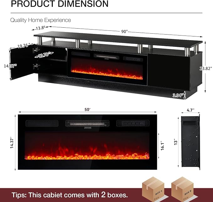 90" TV Stand for Living Room, Large Entertainment Center & Media Console - Image 2