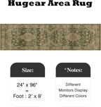 2x8 Green Retro Floral Washable Runner Rug - Image 2